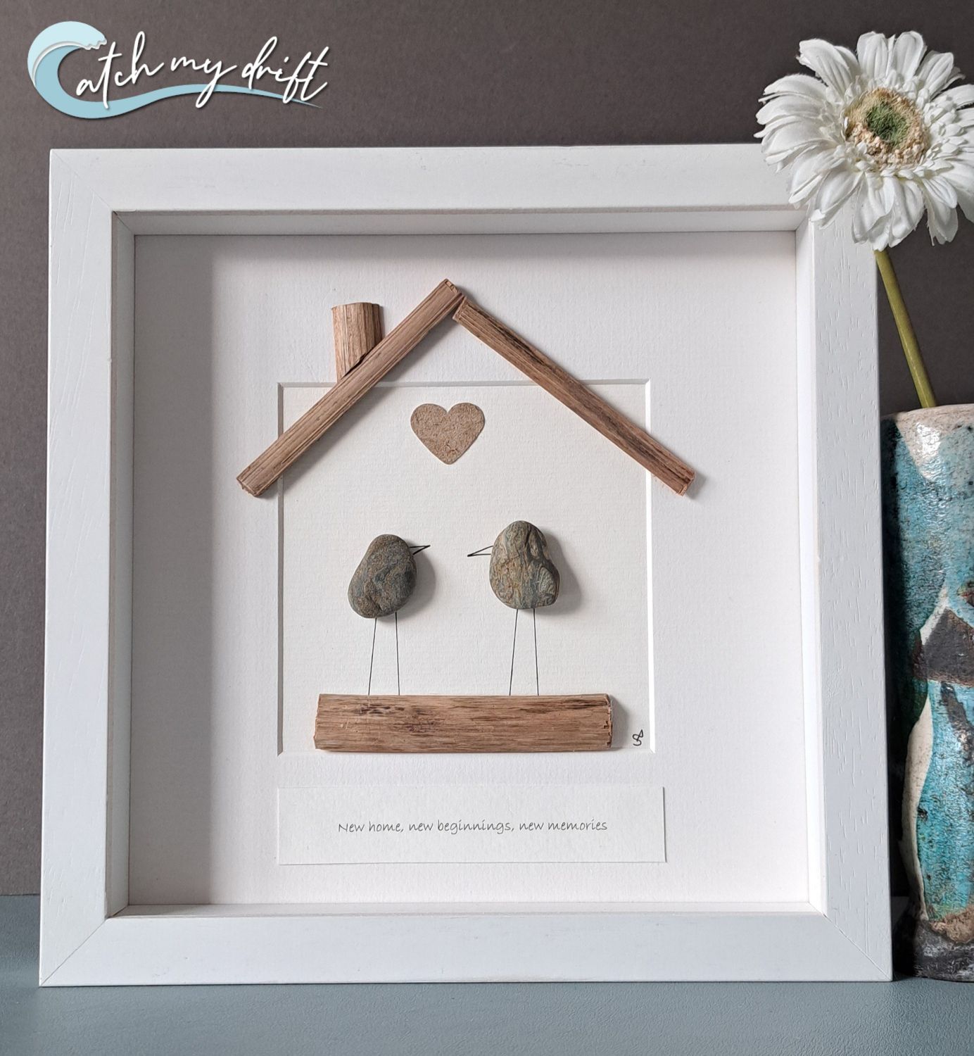 Lovebirds in new home | Irish Pebble Art | New Home
