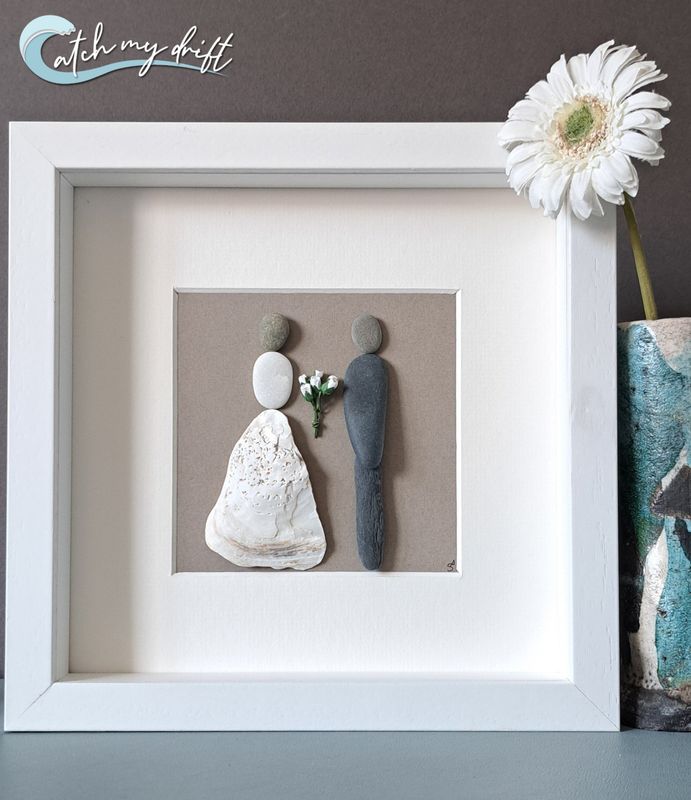 A love set in stone | Bride &amp; Groom | Irish Pebble Art |  Wedding gift | Mr &amp; Mrs