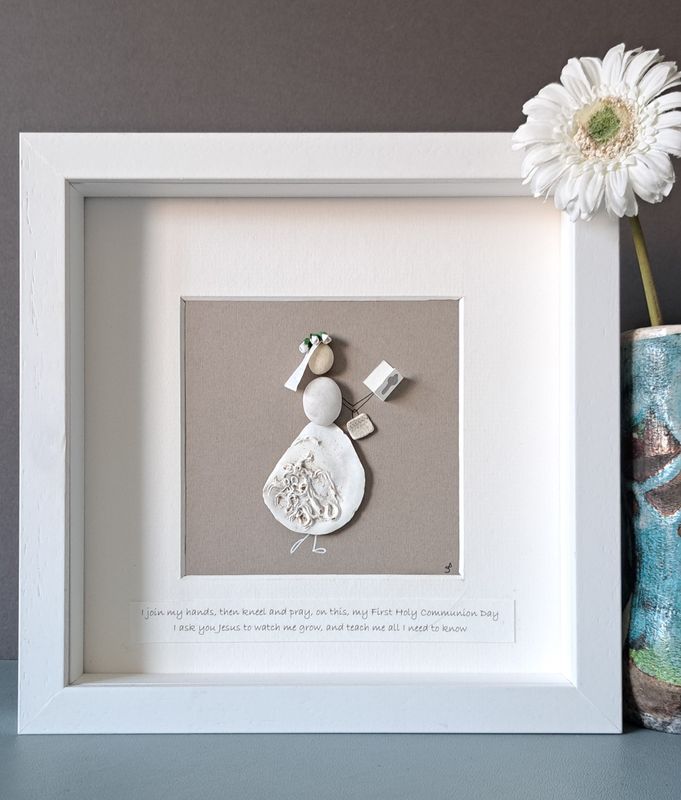 First Holy Communion Girl | Communion gift | Shell art | Irish pebble art