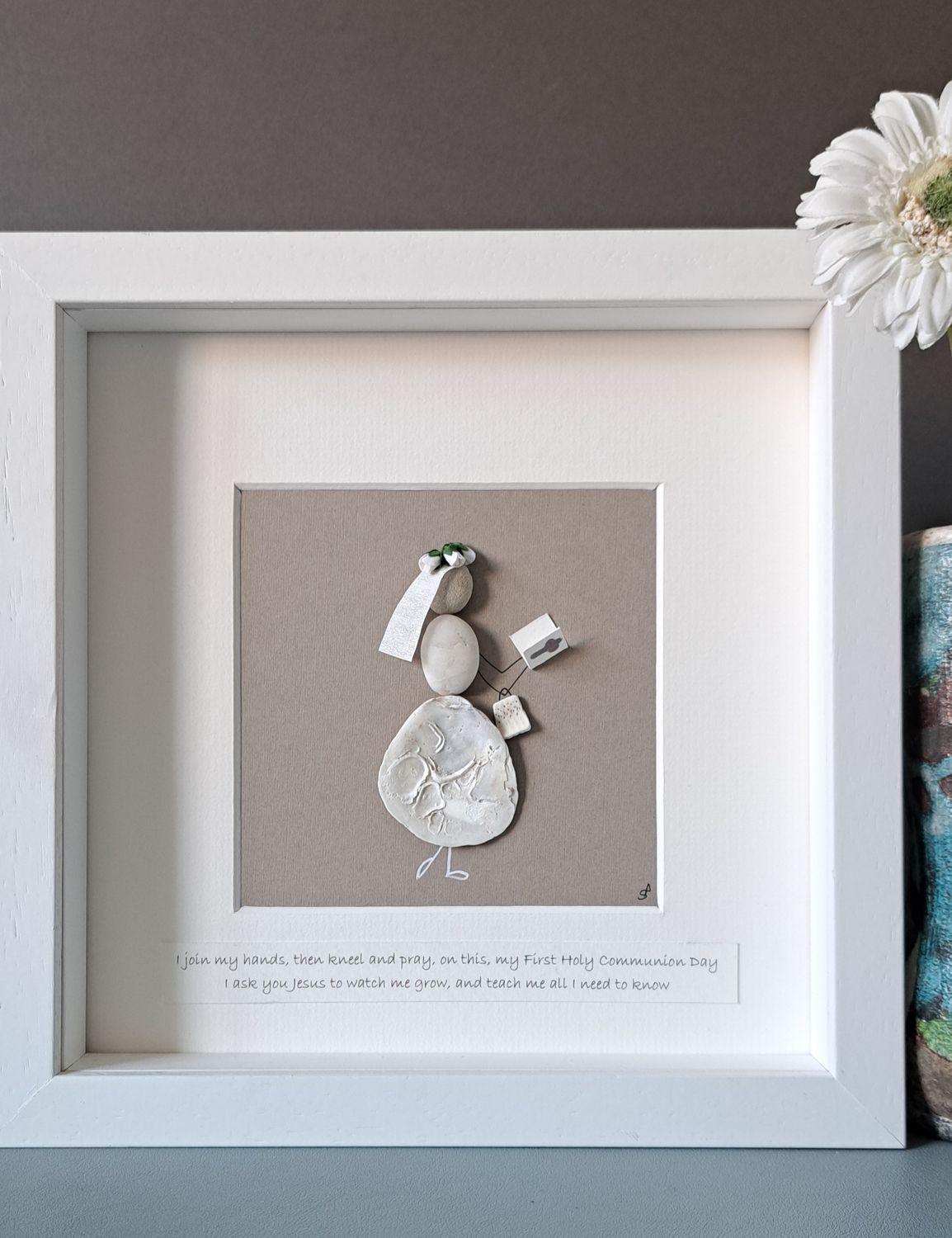 First Holy Communion Girl | Communion gift | Shell art | Irish pebble art