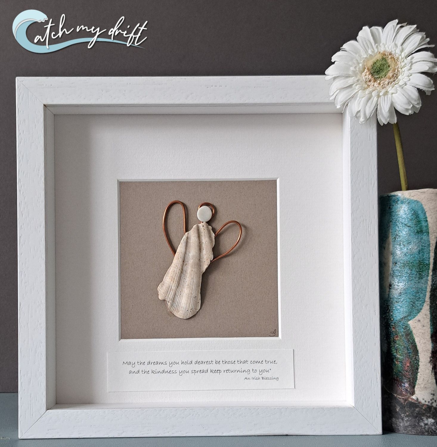 Guardian Angel | Original Irish Pebble Art | Original Irish Shell Art | Memorial | New home | Christmas