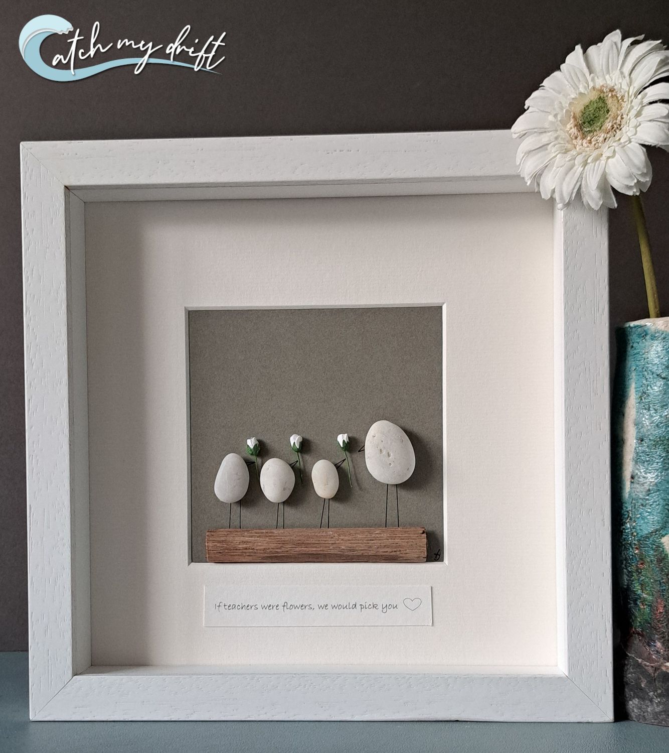 Adult bird &amp; 3 children with flowers | Irish Pebble Art | Mother&#39;s Day | Mom | Dad | Parent | Birthday | Teacher | SNA |  Childminder| Thank you | Valentines Day