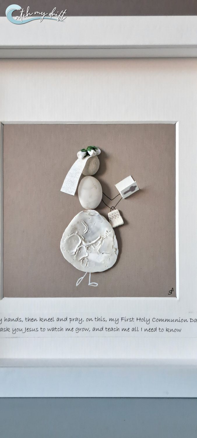 First Holy Communion Girl | Communion gift | Shell art | Irish pebble art