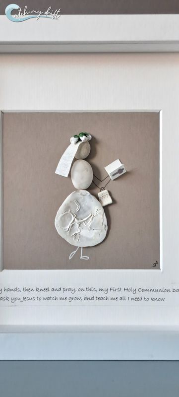First Holy Communion Girl | Communion gift | Shell art | Irish pebble art