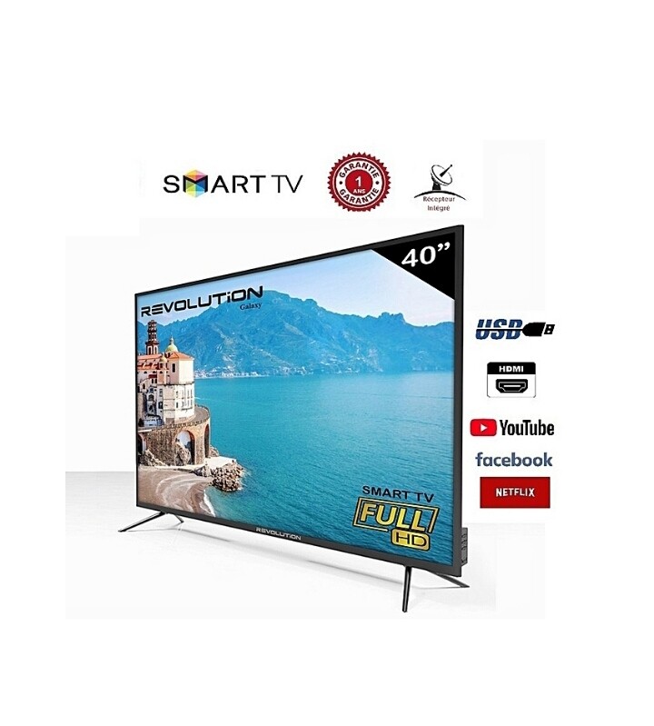 Revolution TV 40&quot; Smart FrameLess récepteur intégré Tnt Android 9.0 Garantie 1an
