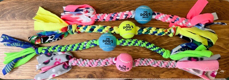 Fleece with Tennis Ball Tug Dog Toy