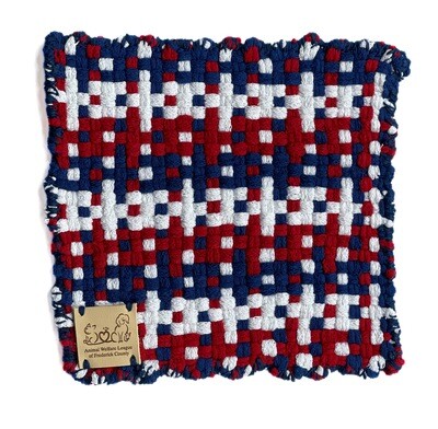 Red, White and Blue Hand Woven Potholder /Trivet /Hot Pad