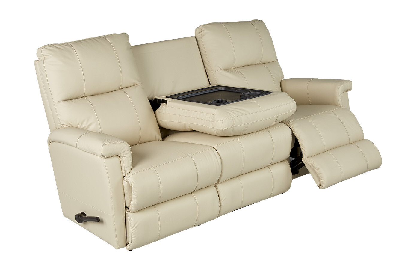ETHAN Leather Reclining Sofa w/ Drop Down Table