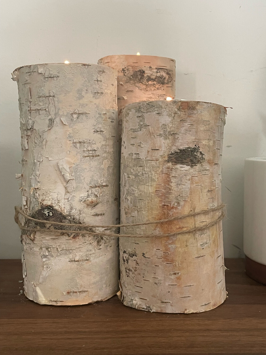 Birch Tree Tea Light Candle Set Of 3