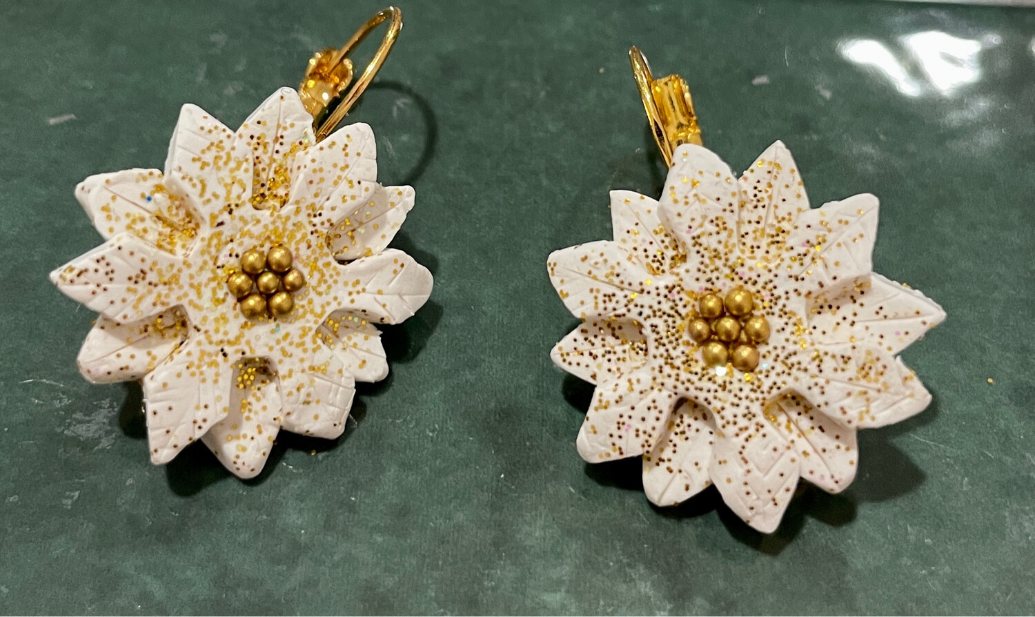 White &amp; Gold Poinsettia Hoops