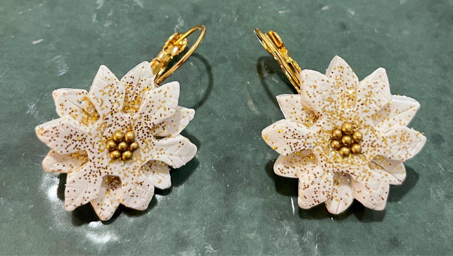 White &amp; Gold Poinsettia Hoops
