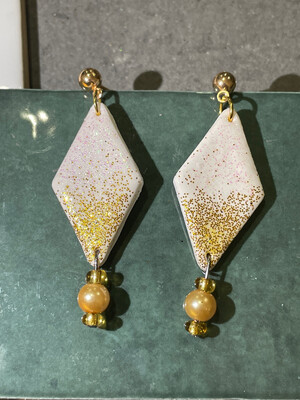 Gold &amp; White Dangles