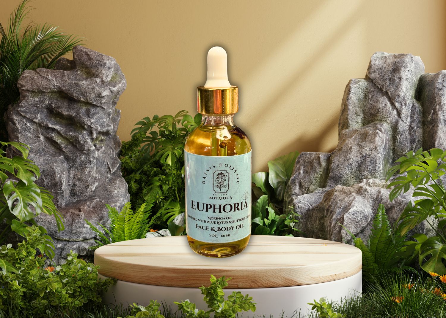 Moringa Face &amp; Body Oil, Moringa Infused Oil: Euphoria (Original) 2 oz.