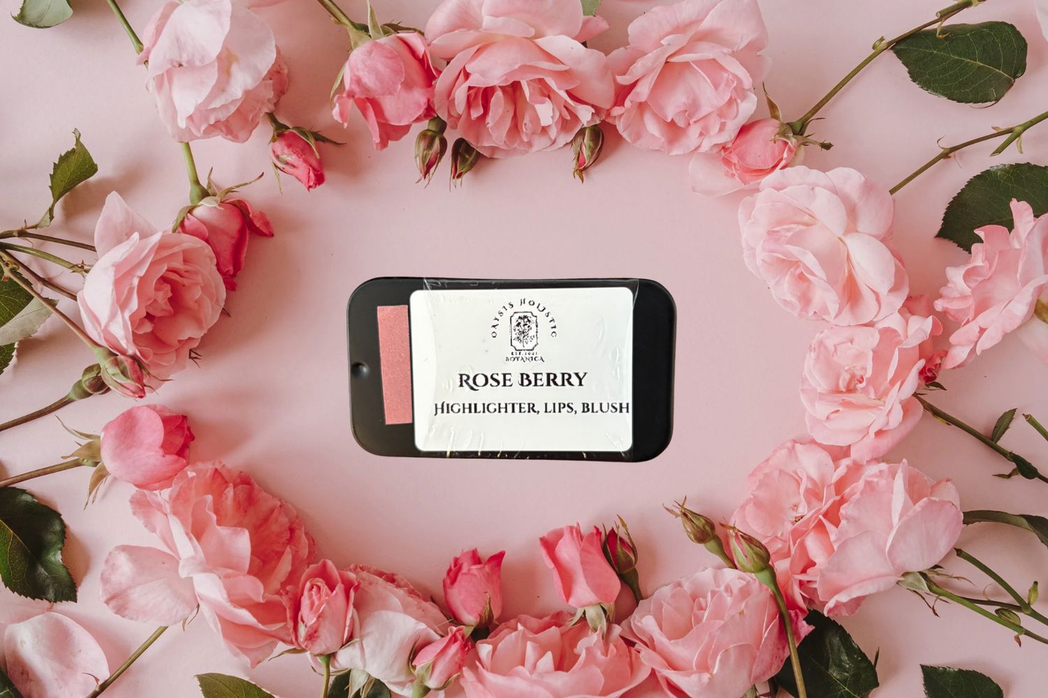 Rose Berry (Highlighter, Lips, &amp; Blush) Combo, Style: Tin Slider (Black)