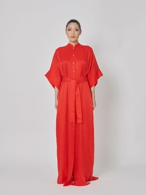 SIGNATURE SHIRT DRESS - LIPSTICK RED