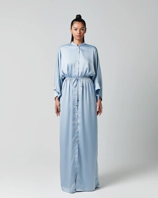 DRAWSTRING SHIRT DRESS - SKY DRAWSTRING SHIRT DRESS - SKY