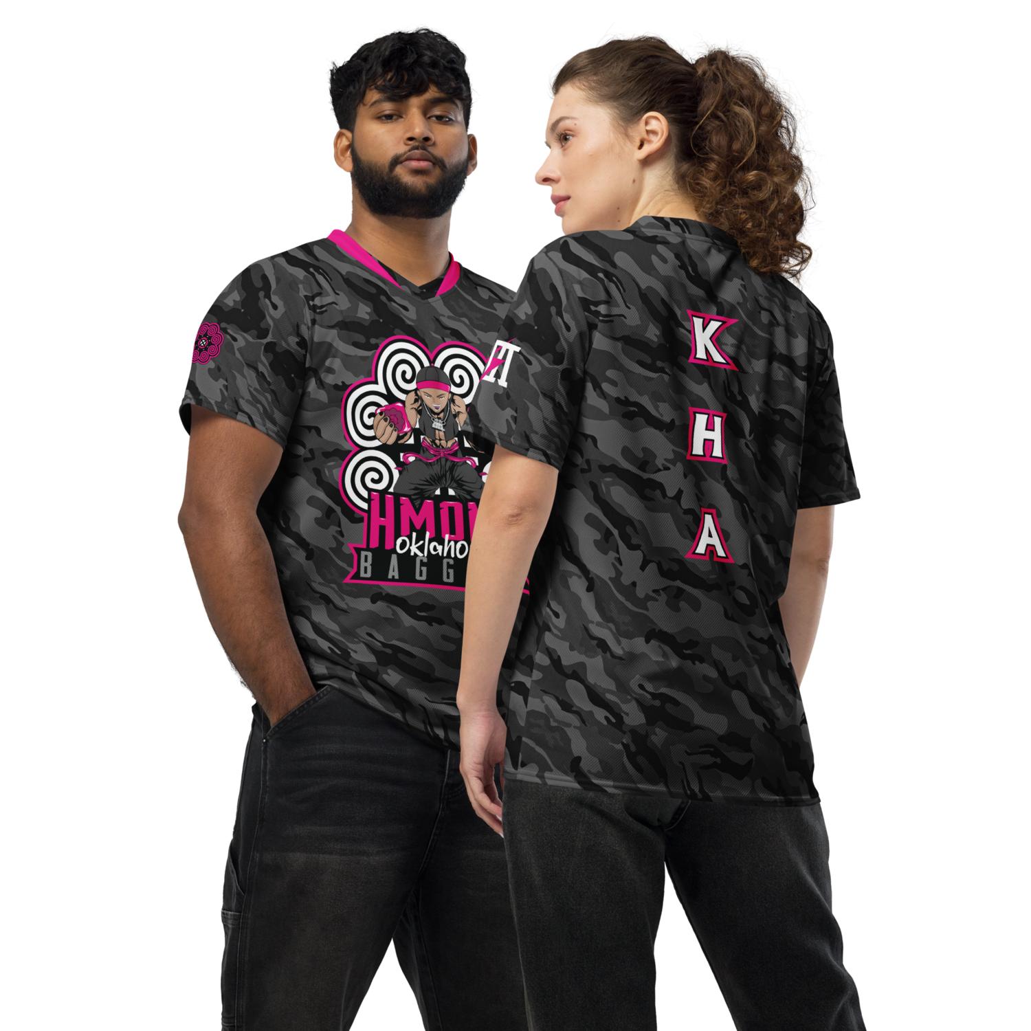 HMONG OK Cornhole Baggerz Sports Jersey &quot;KHA&quot; (PINK CAMO Edition)