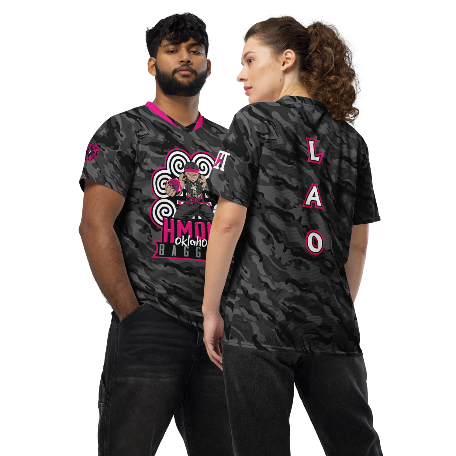 HMONG OK Cornhole Baggerz Sports Jersey &quot;LAO&quot; (PINK CAMO Edition)
