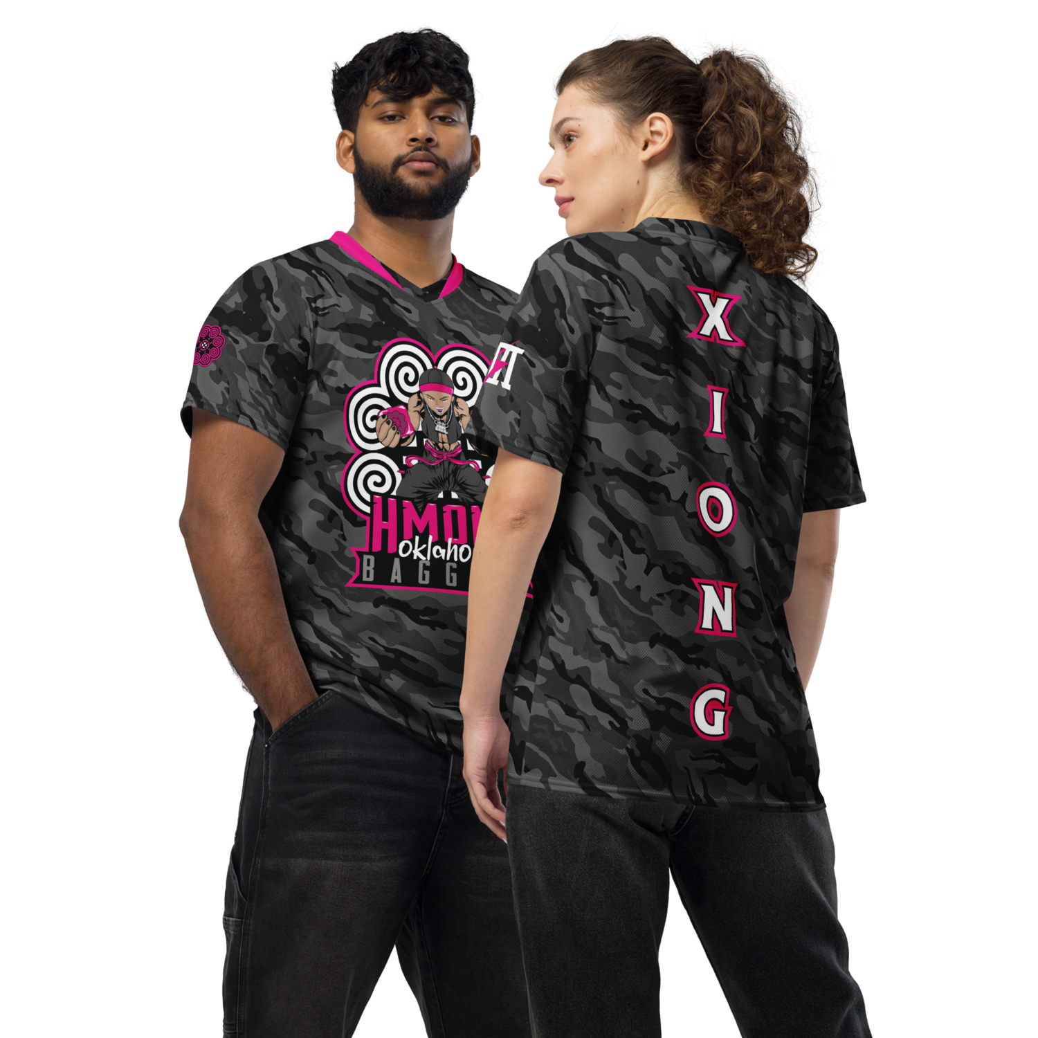 HMONG OK Cornhole Baggerz Sports Jersey &quot;XIONG&quot; (PINK CAMO Edition)