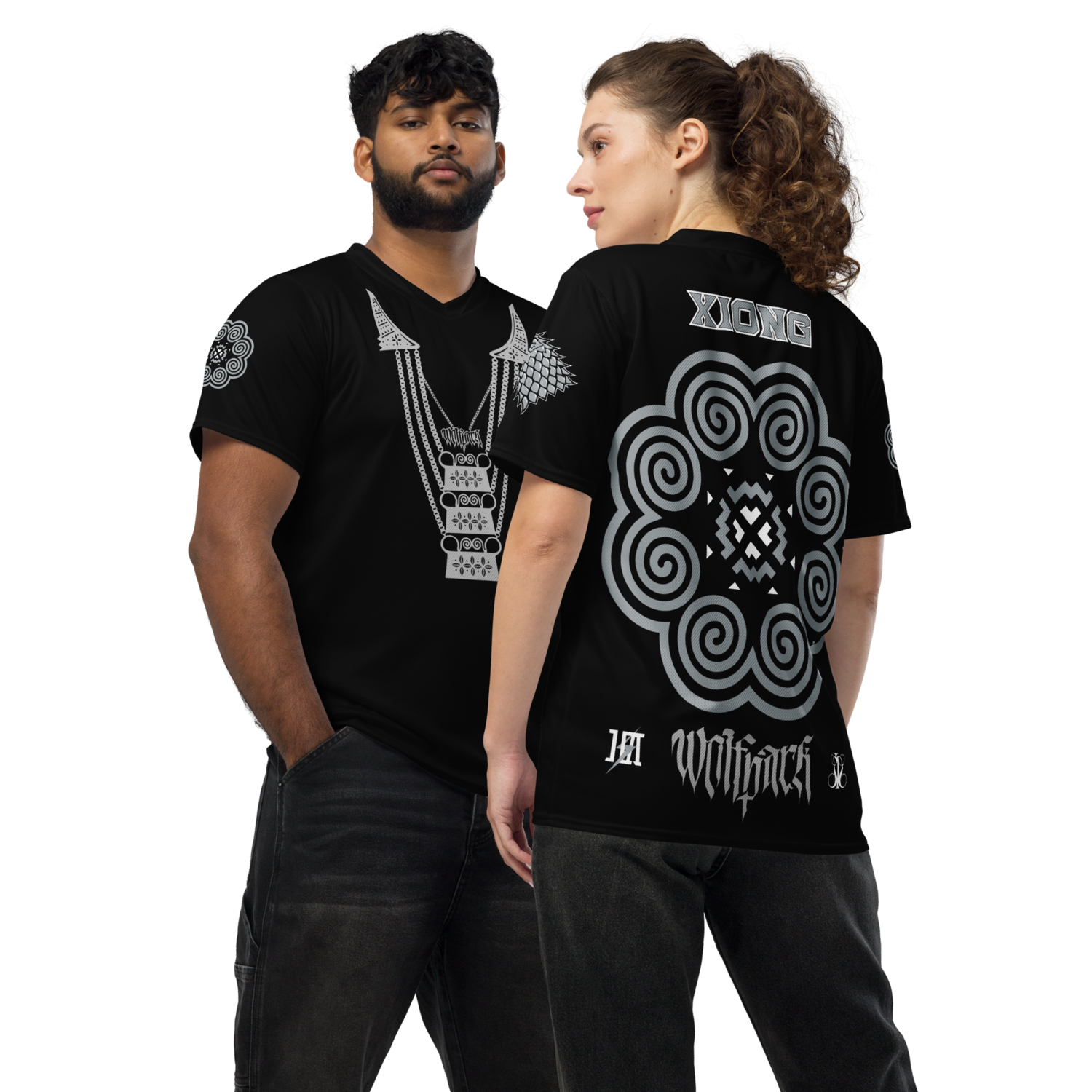 Wolf Pack Cornhole Sports Jersey &quot;XIONG&quot; (Black &amp; Silver Edition)