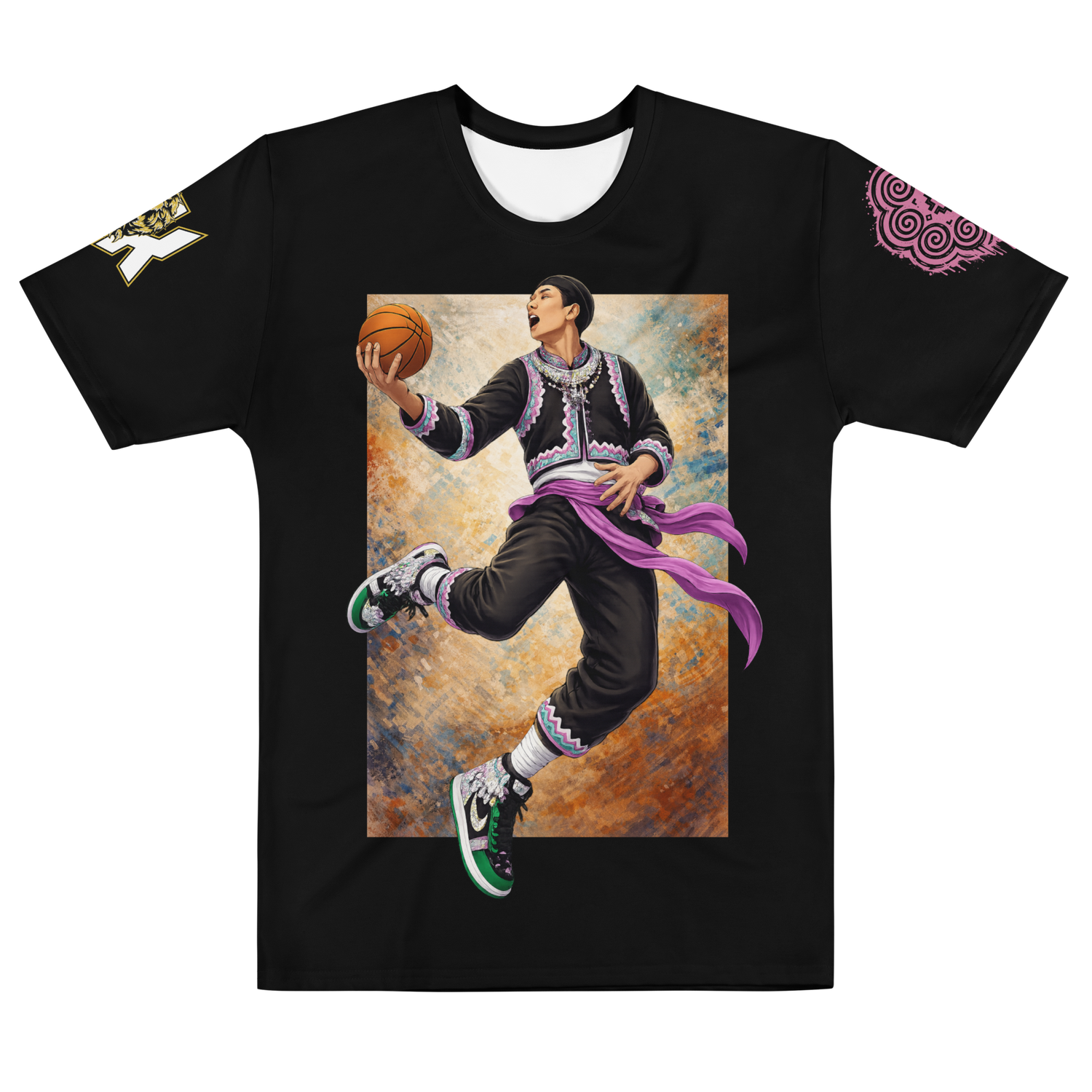 Hmong Hooper Lay Up Men’s Cotton Crew Neck Tee BLK Edition