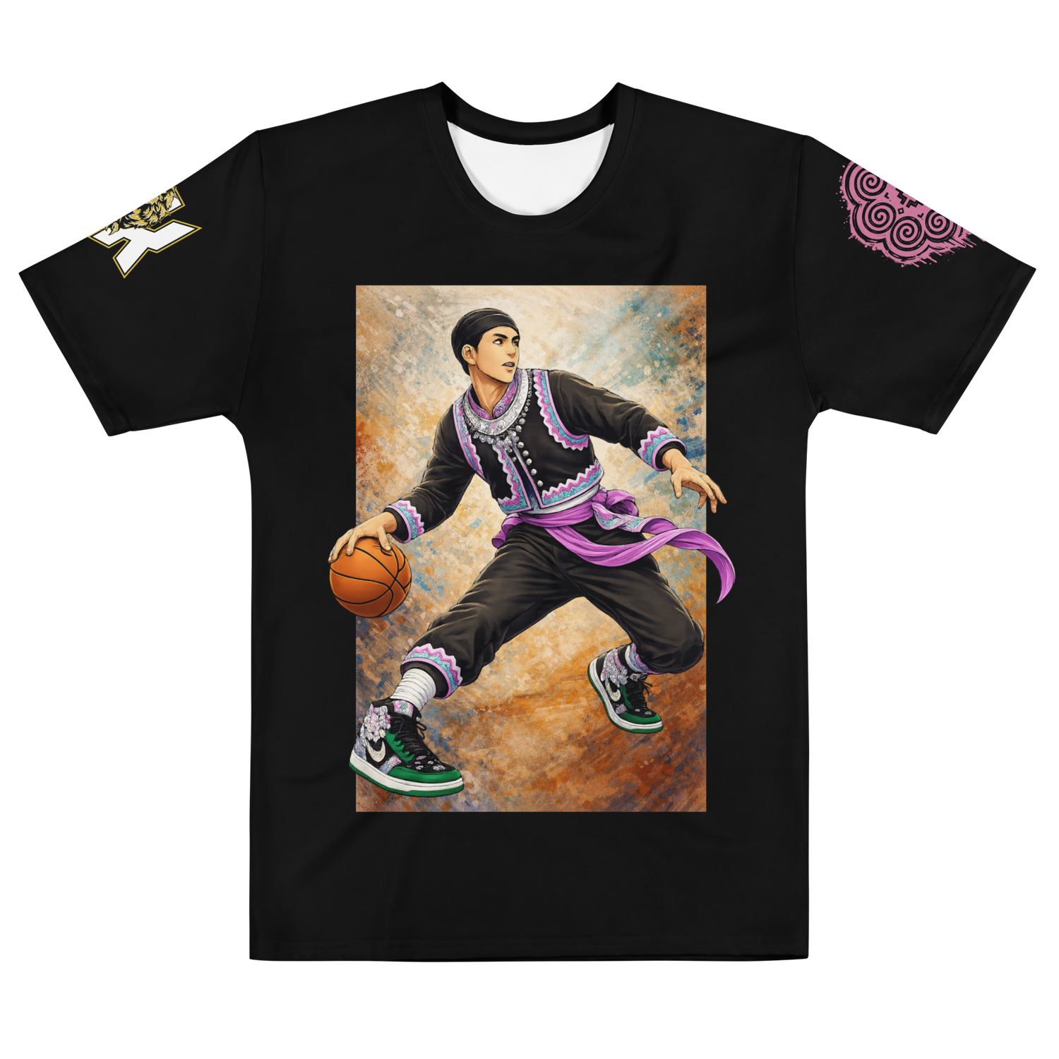 Hmong Hooper Cross Over Men’s Cotton Crew Neck Tee BLK Edition