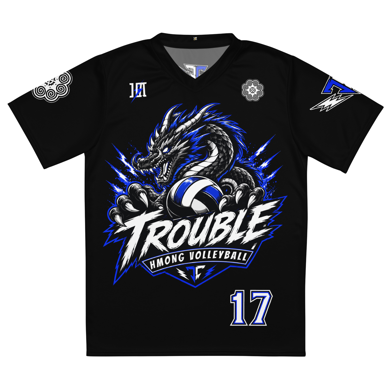 Trouble Hmong Volleyball Sports Jersey "CHAN #17" (BLACK Edition)