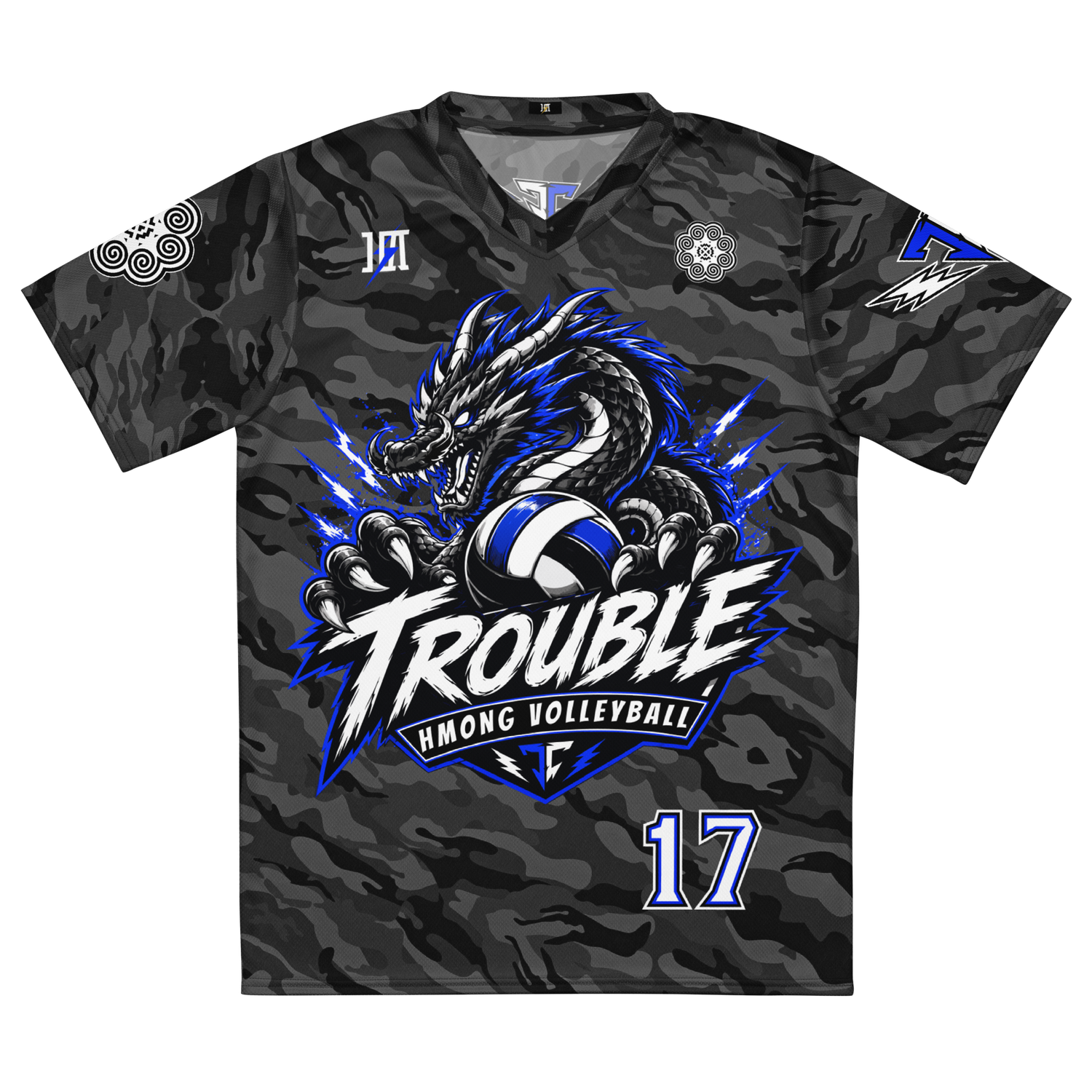 Trouble Hmong Volleyball Sports Jersey "CHAN #17" (CAMO Edition)