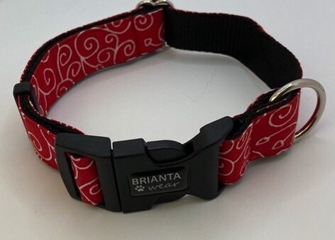 Large Cotton Collar, Colour: Red with White Swirl