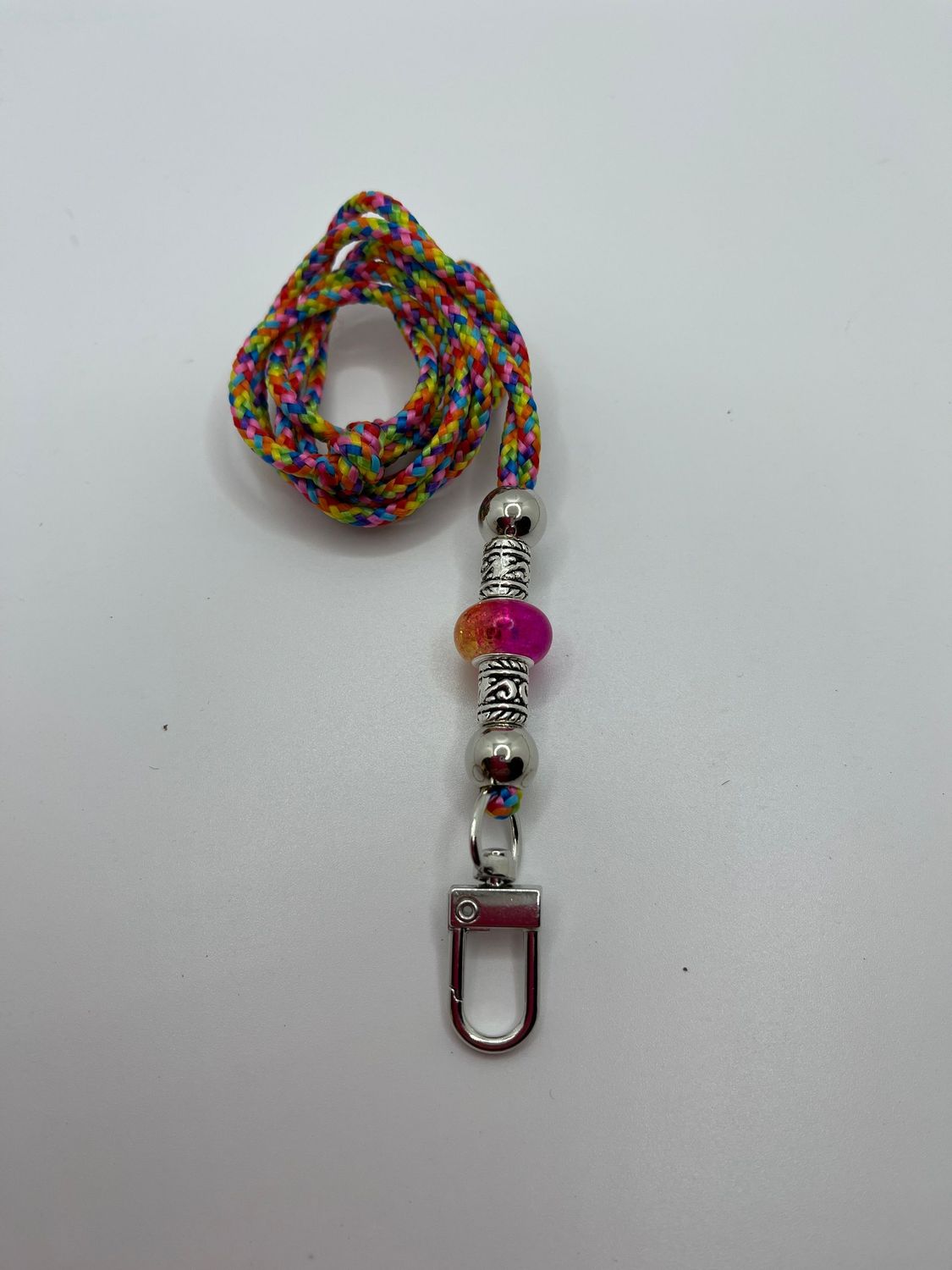 Lanyards Beaded, Colour: Rainbow Pink
