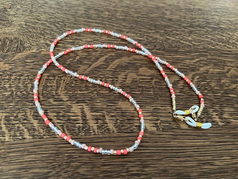 Zonnebrilkoordje Wit/ Goud/ Koraal