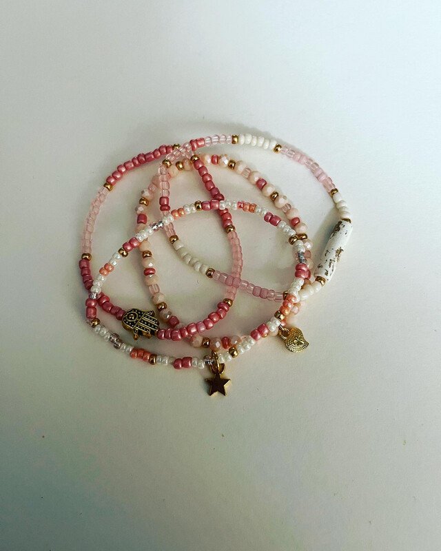 Armbandsetje Oudroze Wit