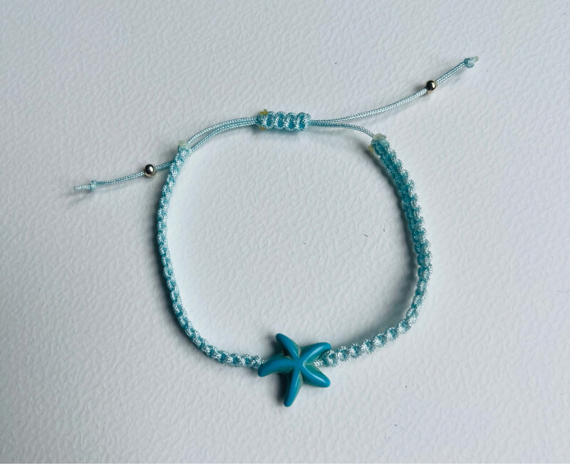 Macramé Armbandje Zeester Blauw