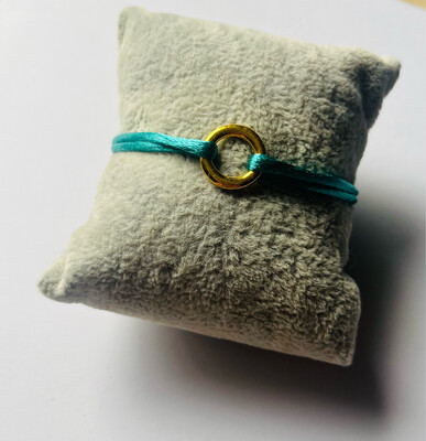 Satijnarmbandje Turquoise Gold Ring