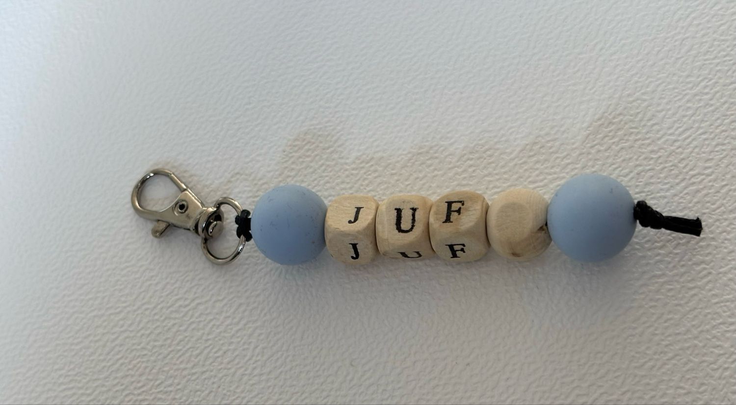 Sleutelhanger juf blauw