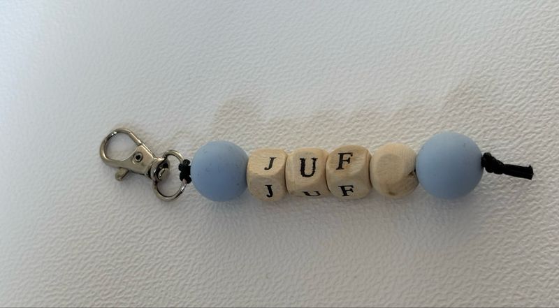 Sleutelhanger juf blauw