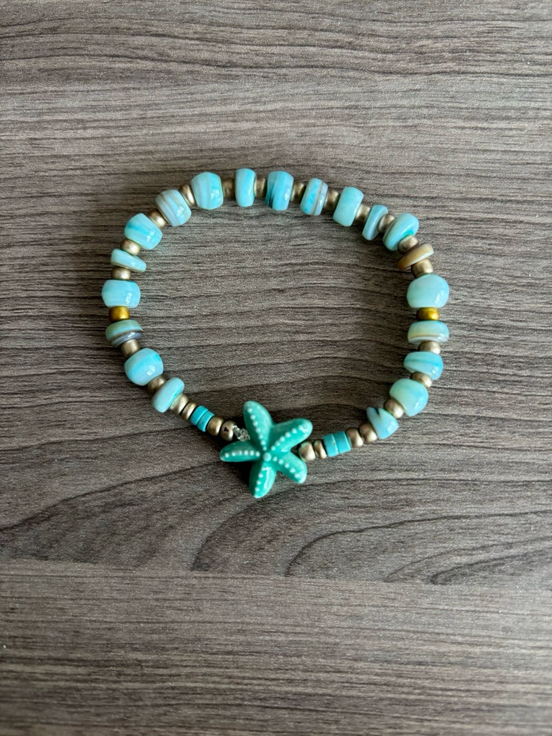 Armband zeester turkoois