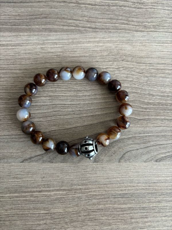 Mannenarmband bruin grote kraal Mannenarmband bruin grote kraal
