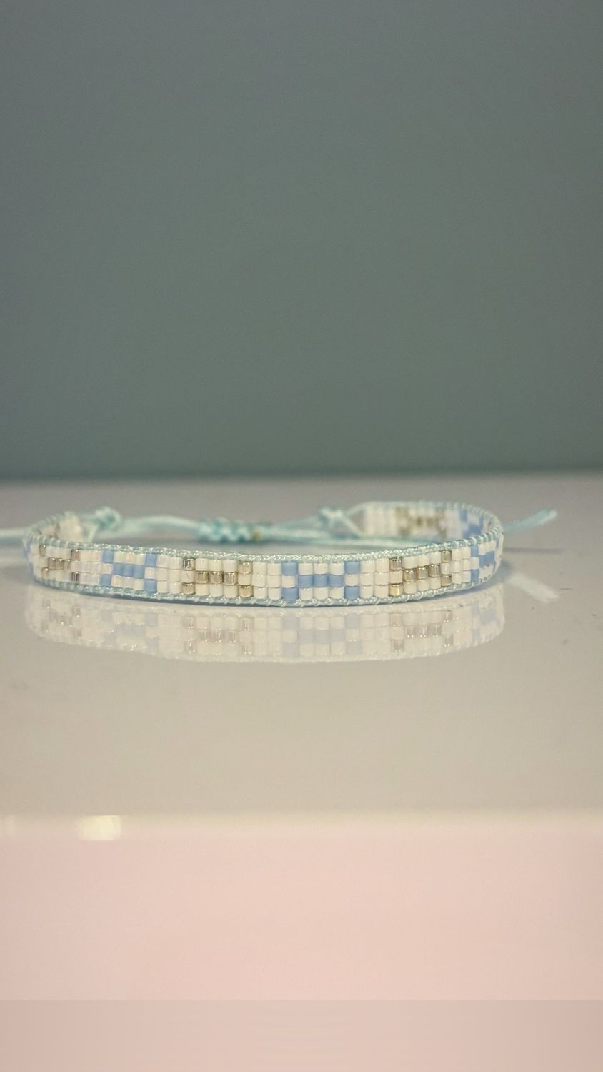 Armband miyuki wit zilver blauw
