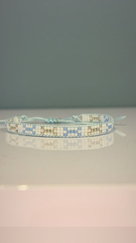 Armband miyuki wit zilver blauw