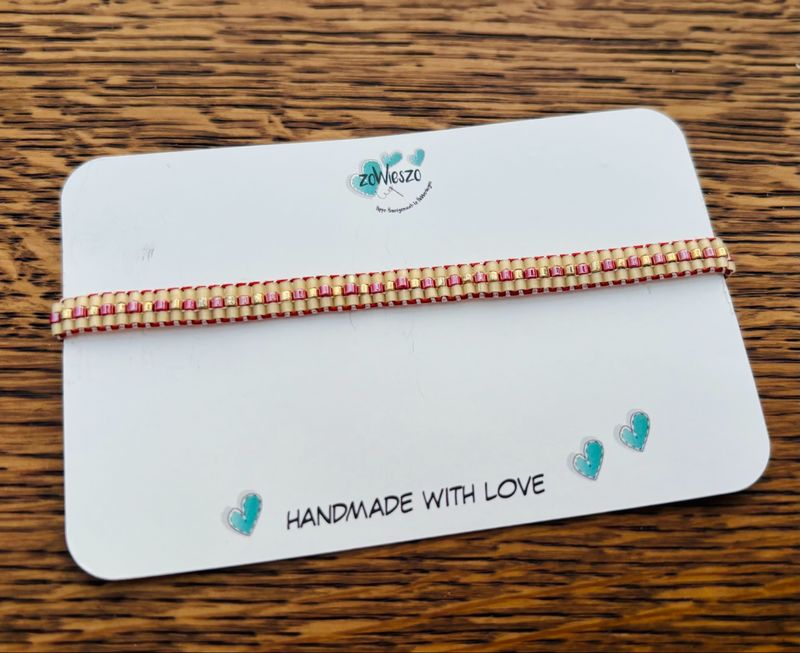 Armband miyuki rood ecru