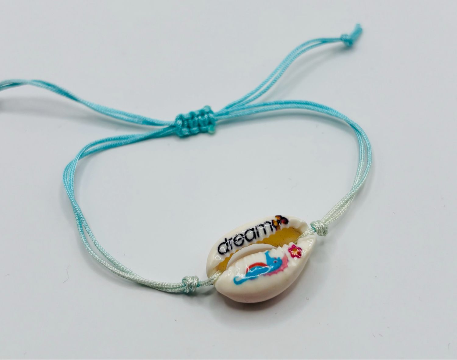 Armband kauri schelp blauw
