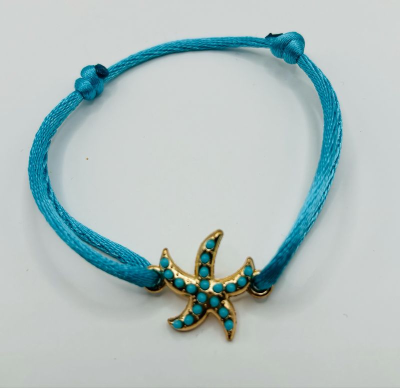 Satijnarmbandje zeester blue