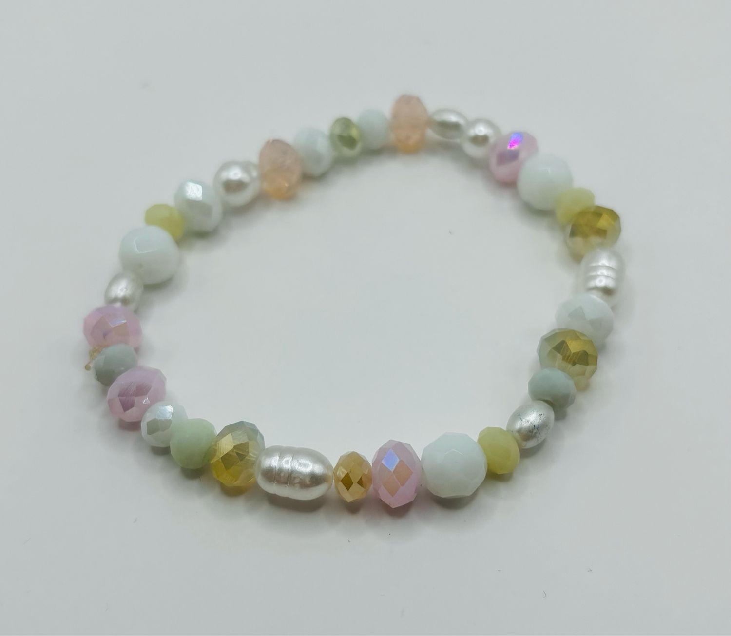 Armband facet wit/roze