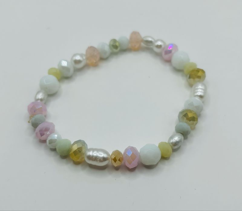 Armband facet wit/roze