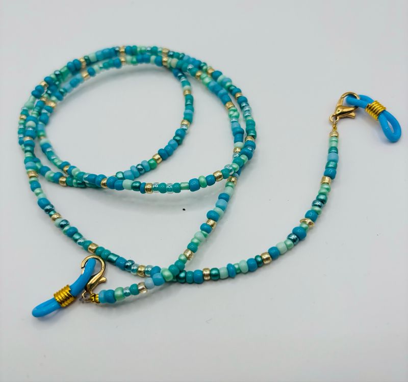 Zonnebrilkoordje Turquoise Goud