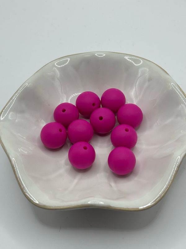 Siliconen kraal roze 10st 15 mm