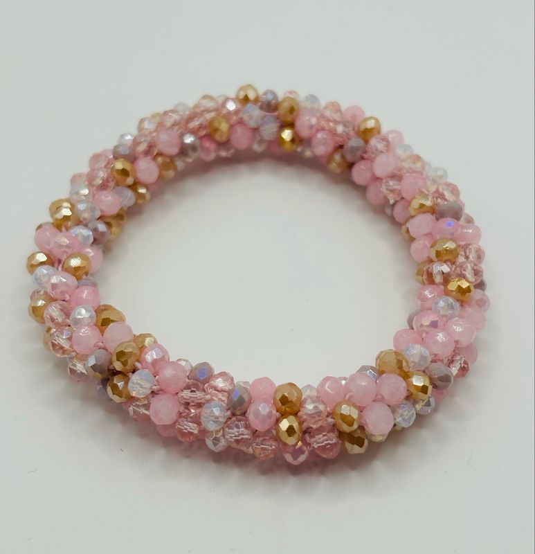 Facet armband roze bruin