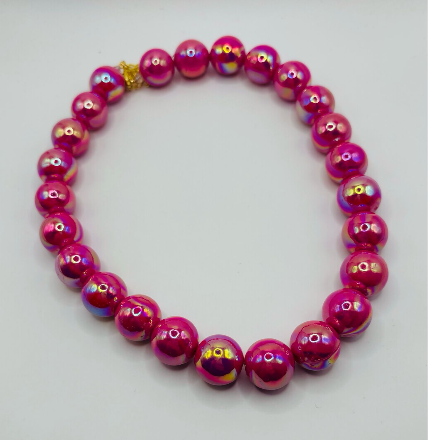 Grove kralen ketting pink glans