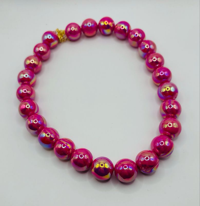 Grove kralen ketting pink glans